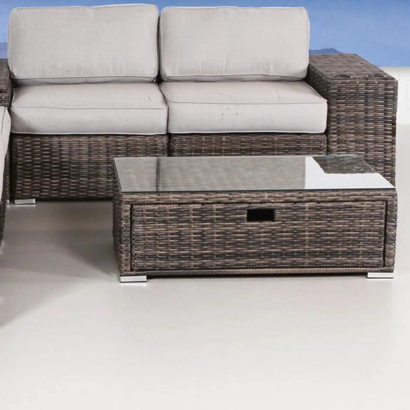 Modern Patio Rattan Sectional Set With Cushions by Unique Piece Furniture