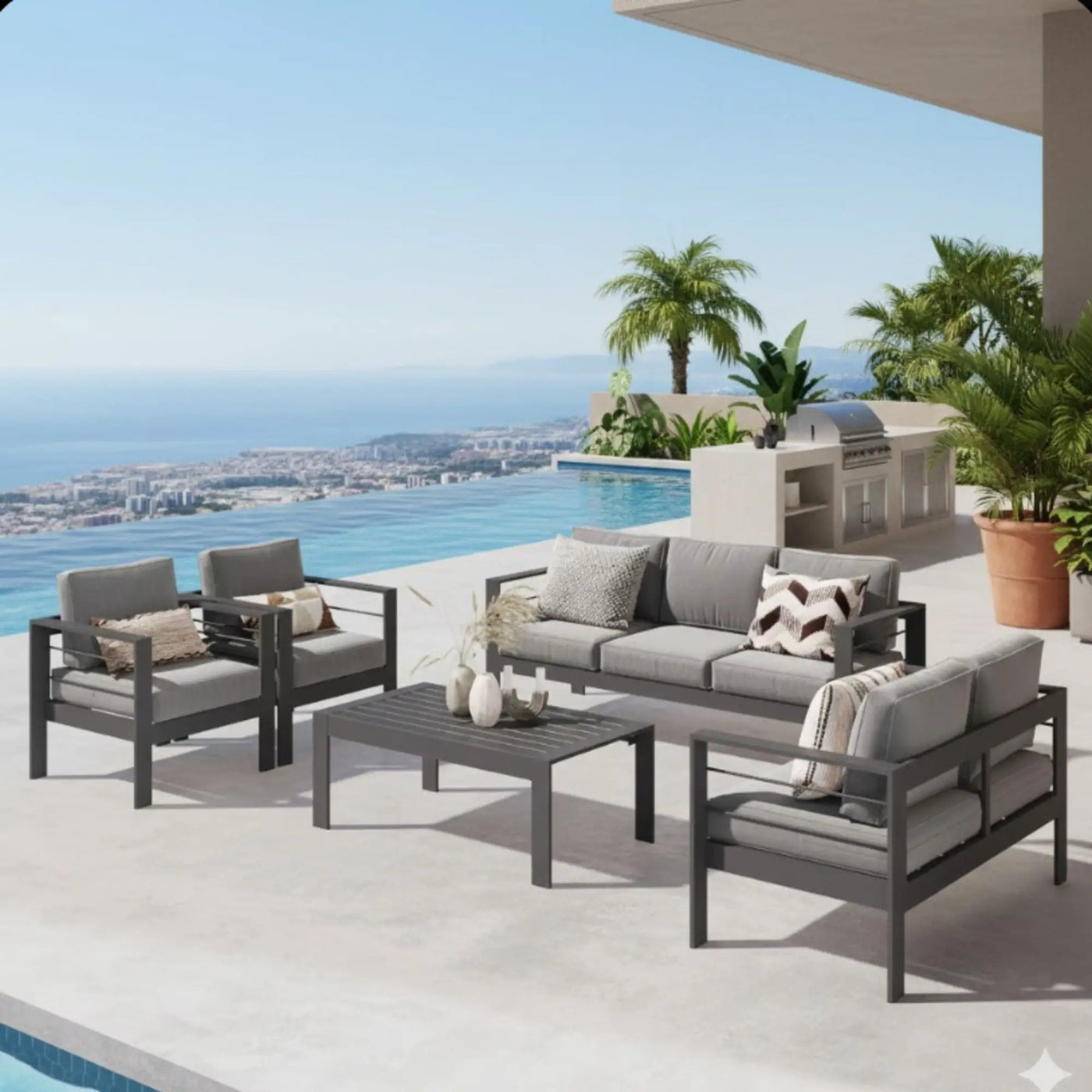 Outdoor Patio Set, All-Weather & Thick Cushions by HouseOfZazla