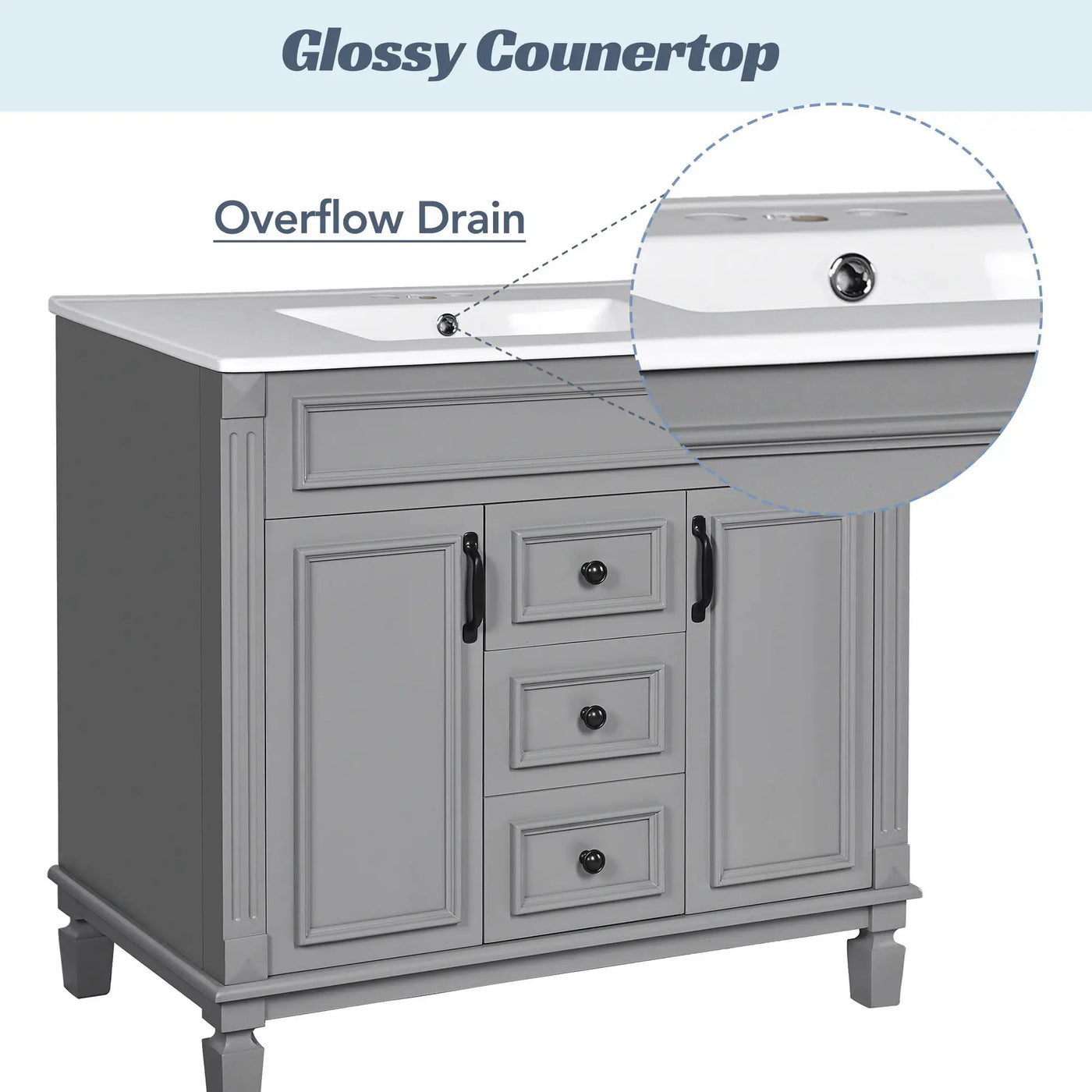 Bathroom Vanity With Top Sink, Basin On Cabinet With 2 Soft Closing Doors And 2 Drawers by Unique Piece Furniture