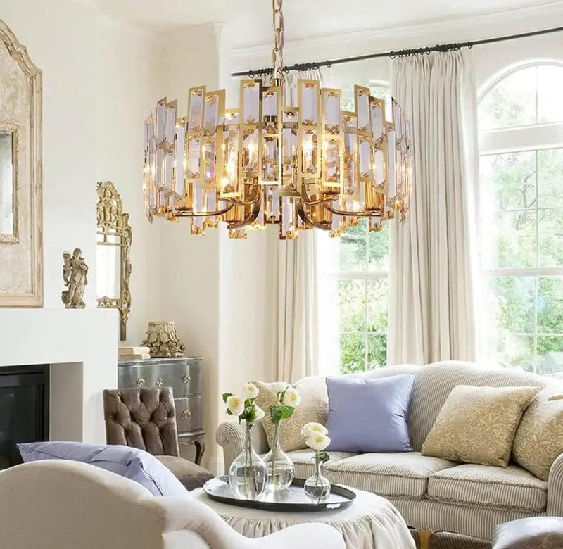 Akeelighting Gold Chandeliers Lighting Modern Crystal Chandelier 6 Light Contemporary Girls Bedroom Dining Room Ceiling Hanging Pendant Chandelier Lighting Fixture by Selzalot
