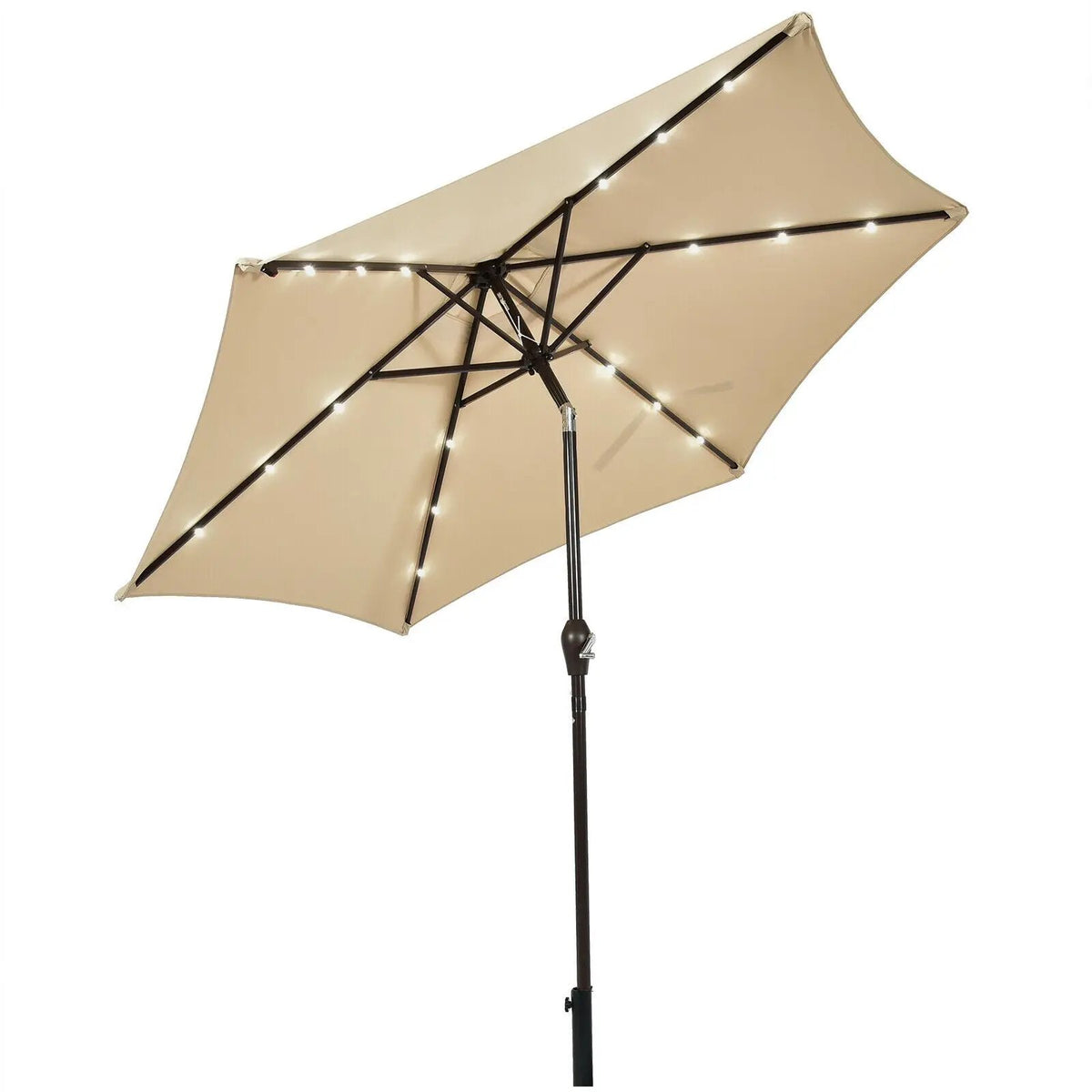 9 Feet Solar LED Lighted Patio Market Umbrella Tilt Adjustment Crank Lift by DirectDeals
