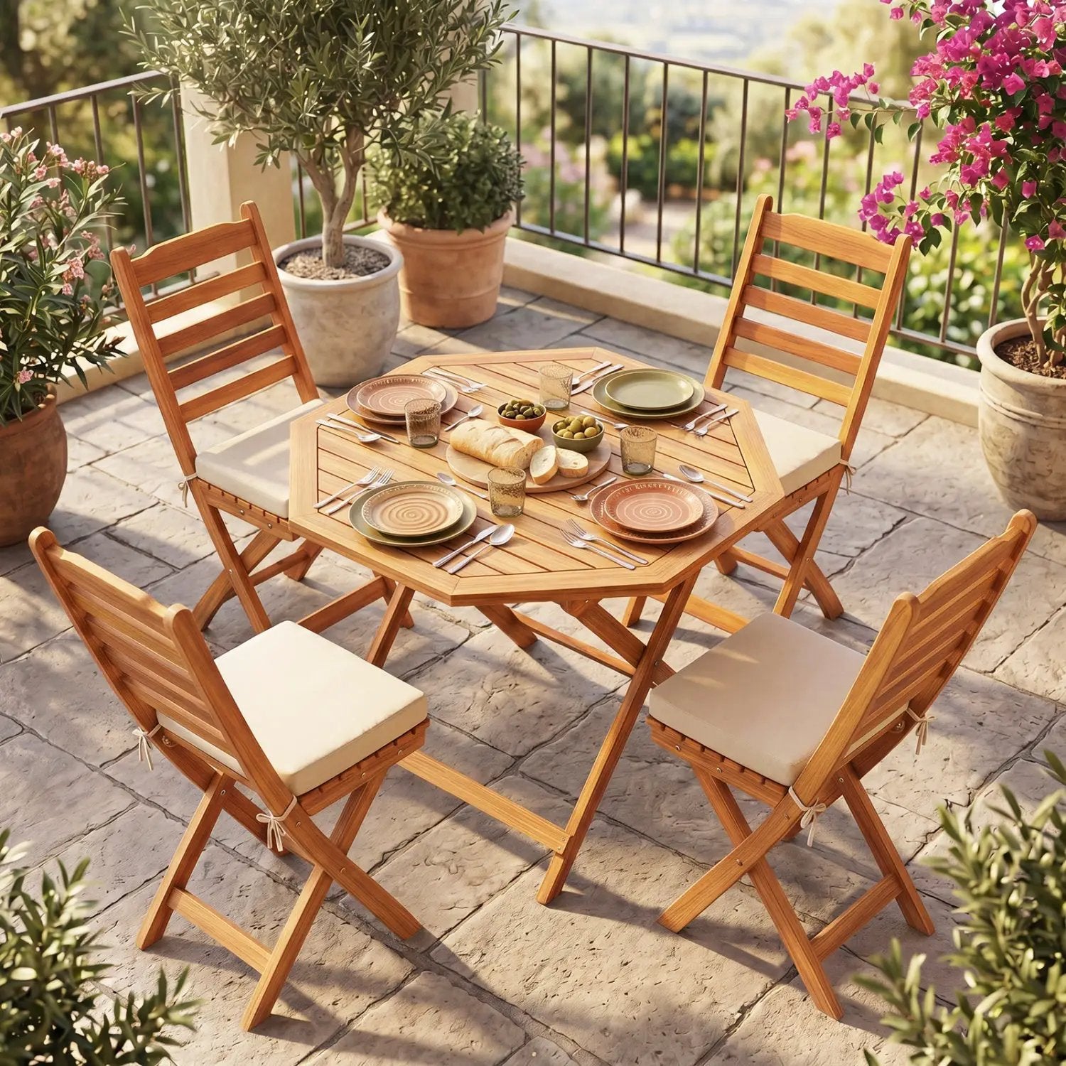 Octagonal Folding Patio Dining Table - Acacia Wood by DirectDeals