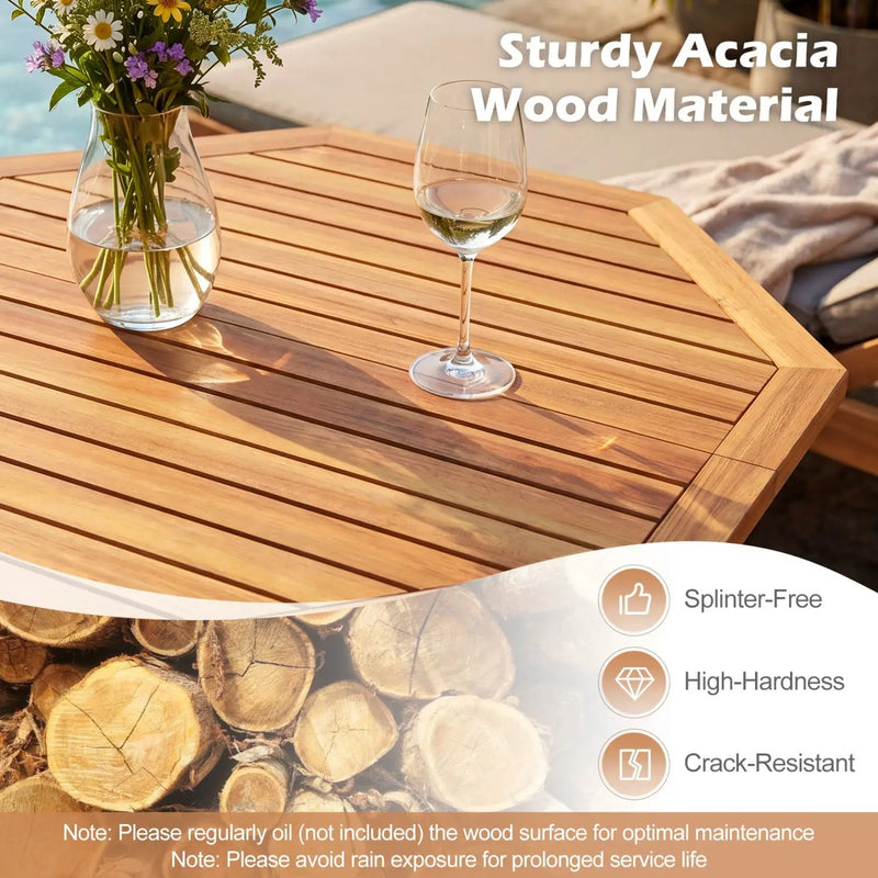 Octagonal Folding Patio Dining Table - Acacia Wood by DirectDeals