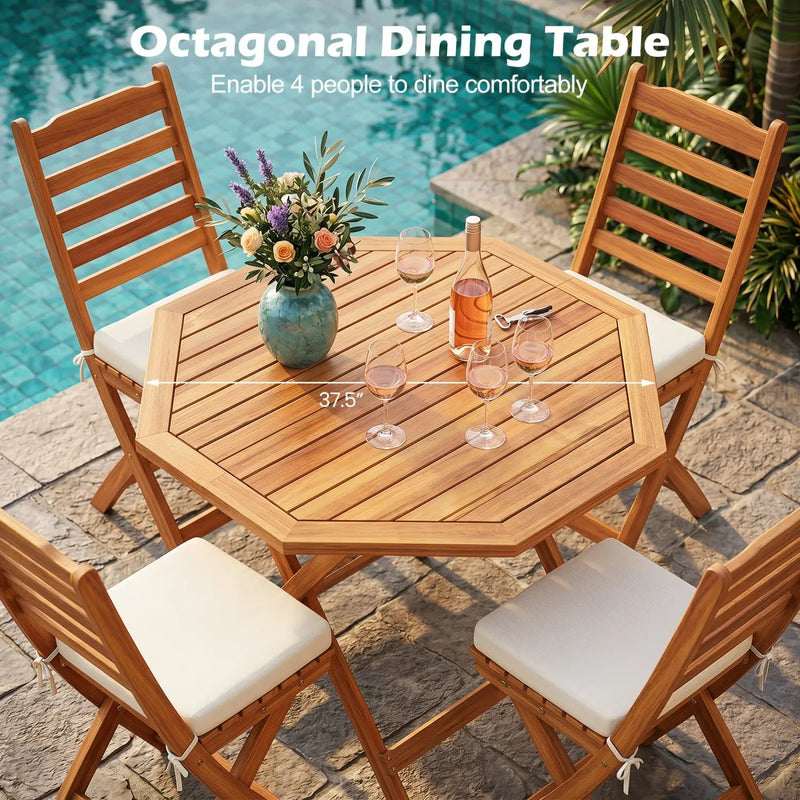 Octagonal Folding Patio Dining Table - Acacia Wood by DirectDeals