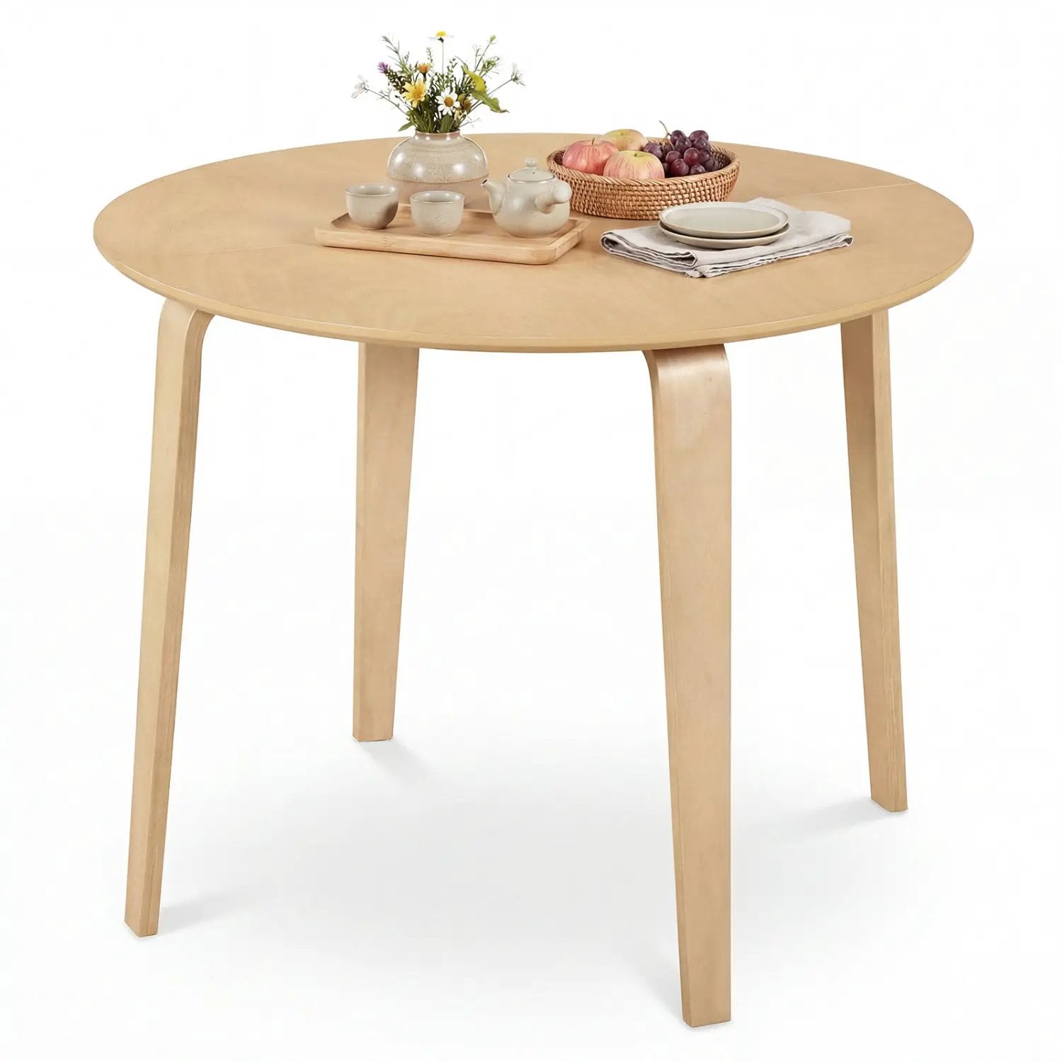 37.5" Round Dining Table with Rubber Wood Legs for Small Space by DirectDeals