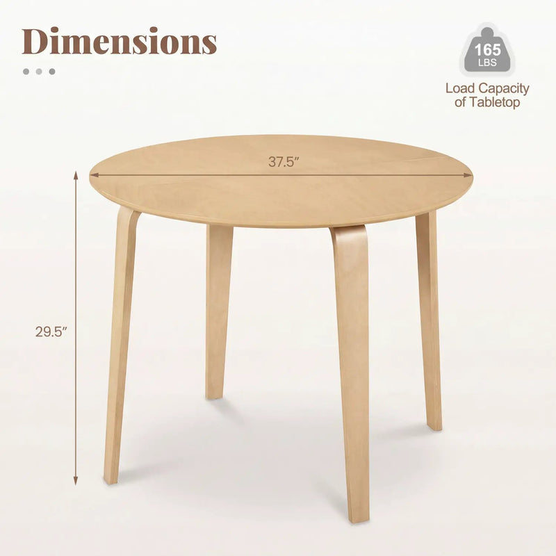 37.5" Round Dining Table with Rubber Wood Legs for Small Space by DirectDeals