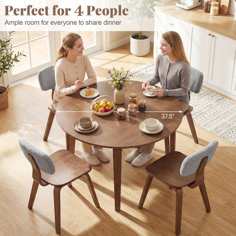 37.5" Round Dining Table with Rubber Wood Legs for Small Space by DirectDeals