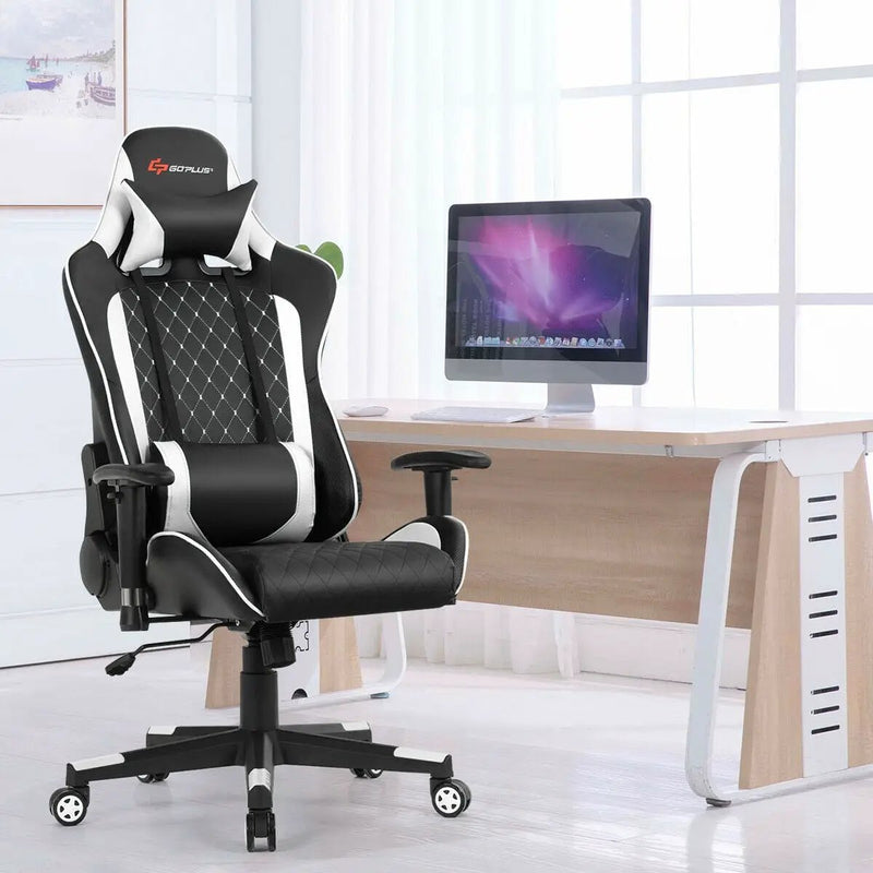 Massage Gaming Chair with Lumbar Support and Headrest by DirectDeals
