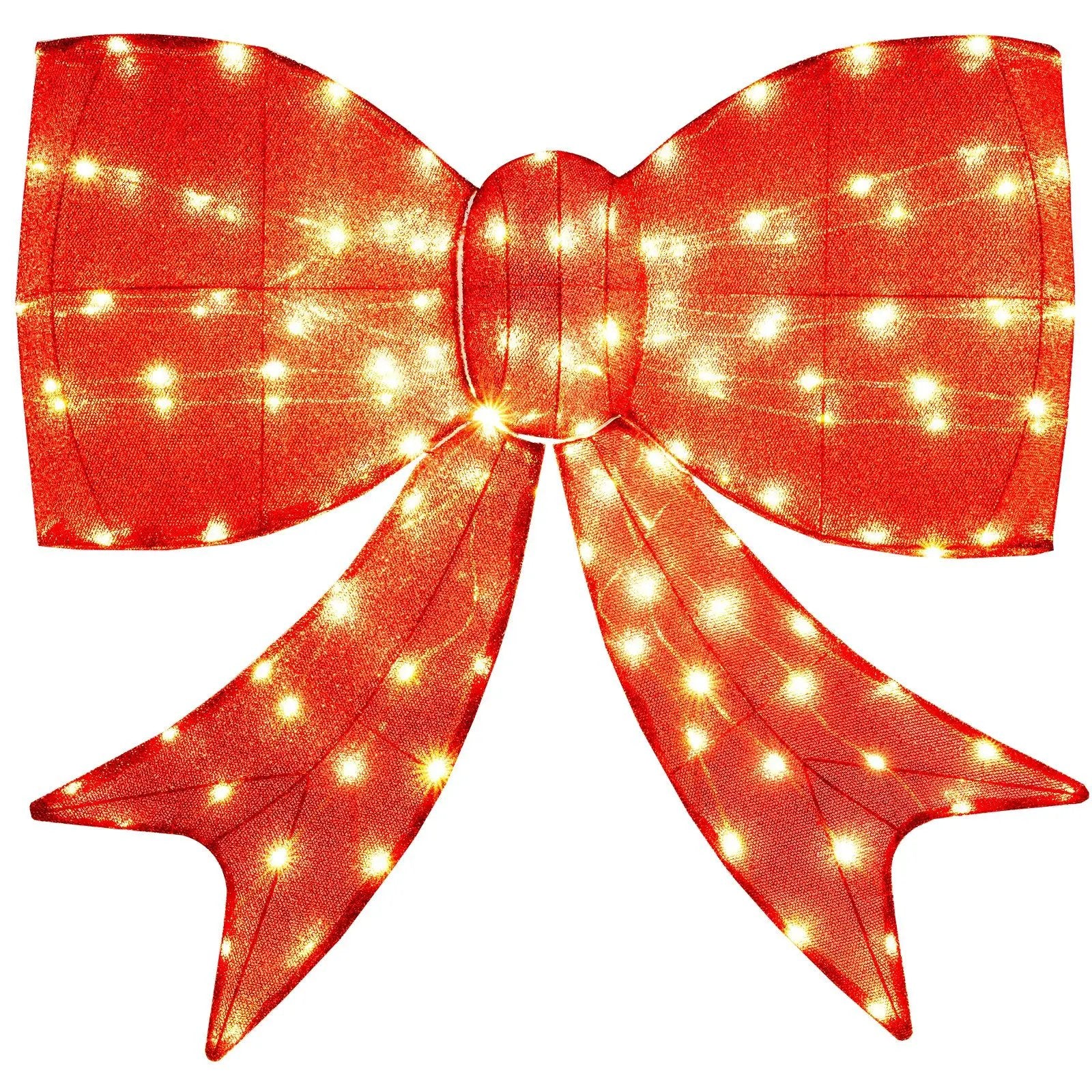 37 Inch Lighted Christmas Bow Decoration with Warm White LED Lights by DirectDeals