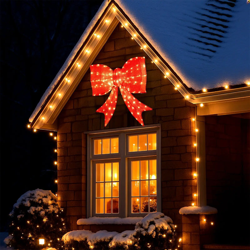 37 Inch Lighted Christmas Bow Decoration with Warm White LED Lights by DirectDeals