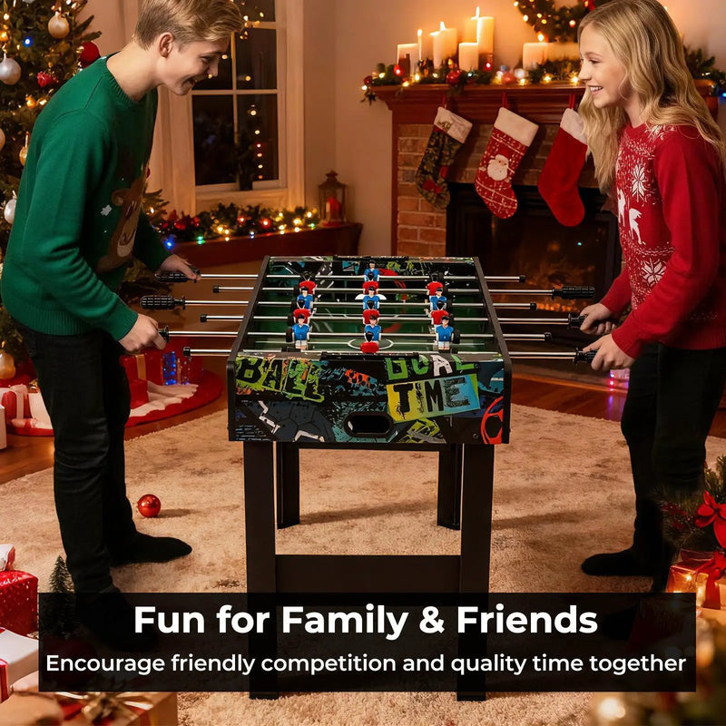37 Inch Mini Foosball Table 2-in-1 Game Table with Detachable Legs for Tabletop-Black by DirectDeals