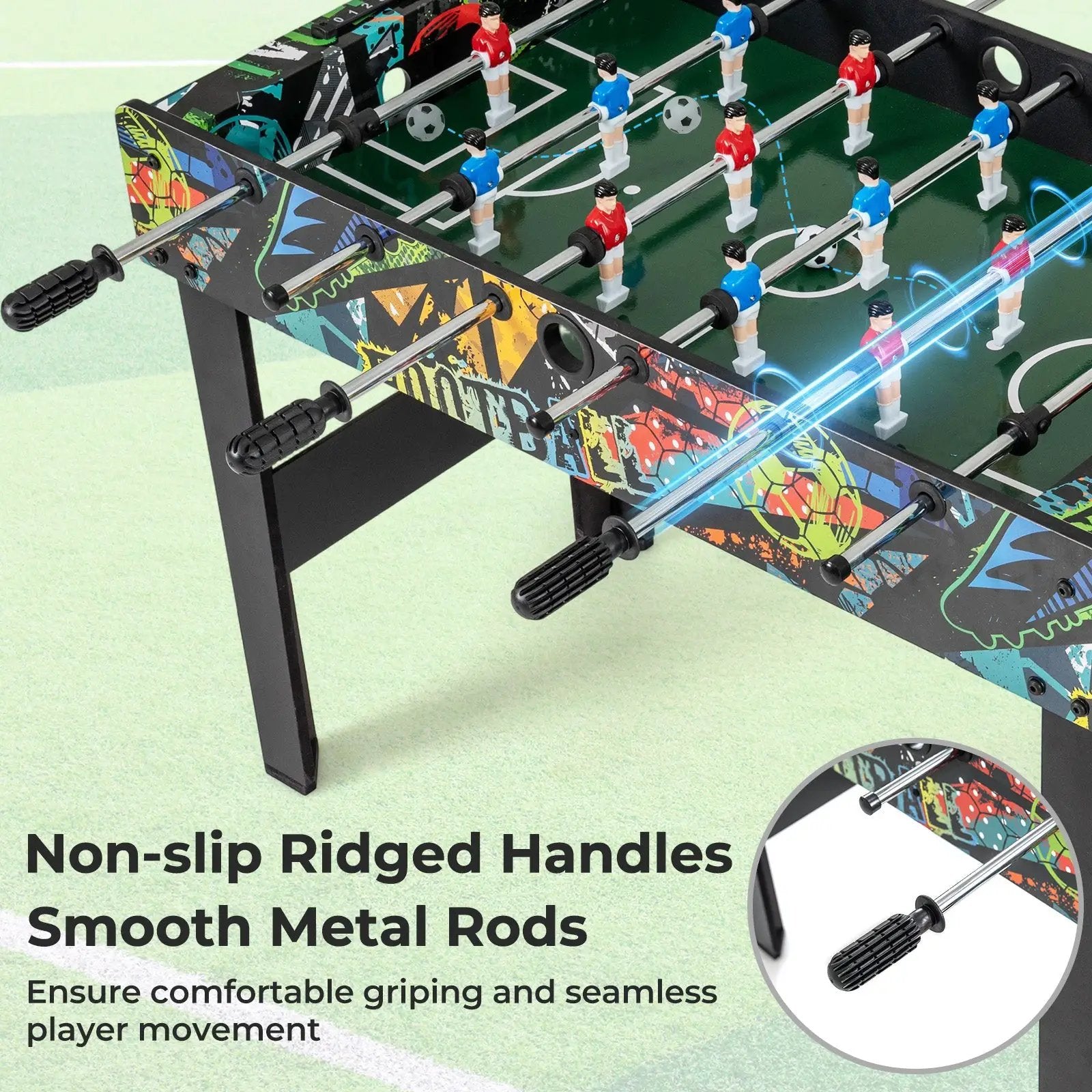 37 Inch Mini Foosball Table 2-in-1 Game Table with Detachable Legs for Tabletop-Black by DirectDeals
