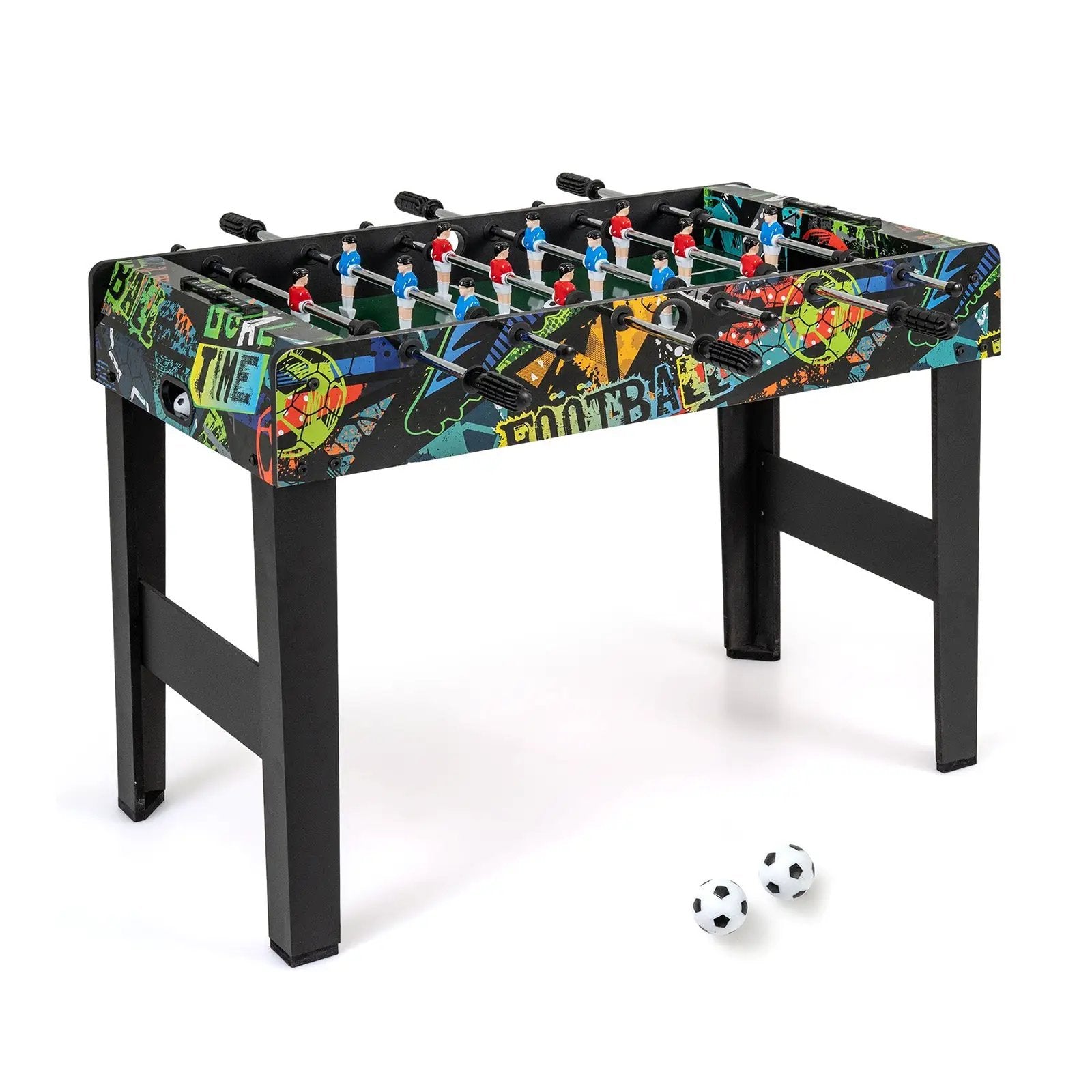 37 Inch Mini Foosball Table 2-in-1 Game Table with Detachable Legs for Tabletop-Black by DirectDeals