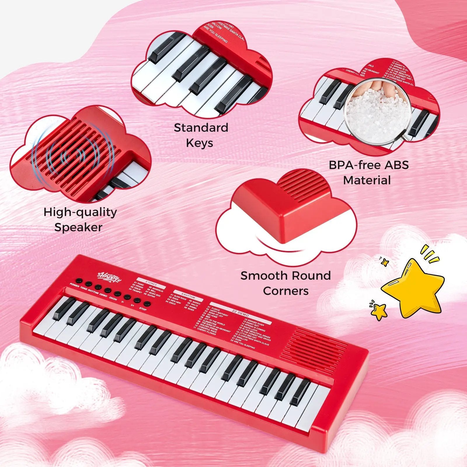 37 Keys Kids Piano Keyboard with 8 Rhythms and Microphone by DirectDeals