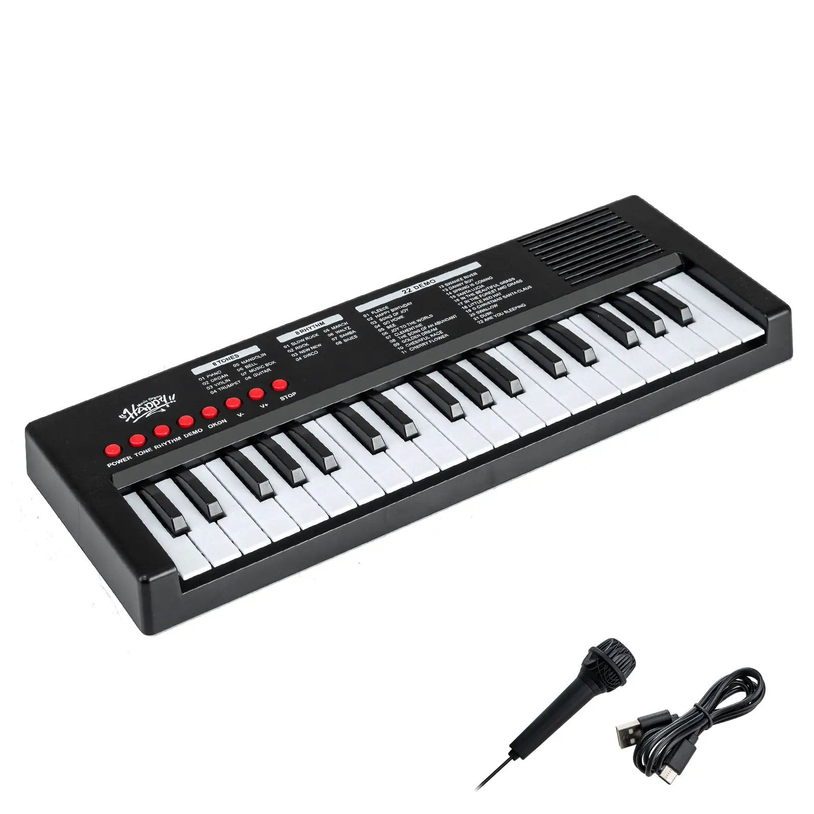 37 Keys Kids Piano Keyboard with 8 Rhythms and Microphone by DirectDeals