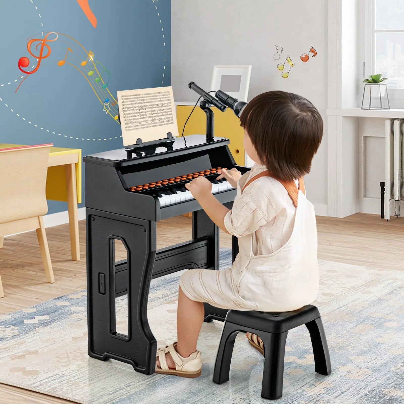 37 Keys Music Piano with Microphone Kids Piano Keyboard with Detachable Music Stand by DirectDeals