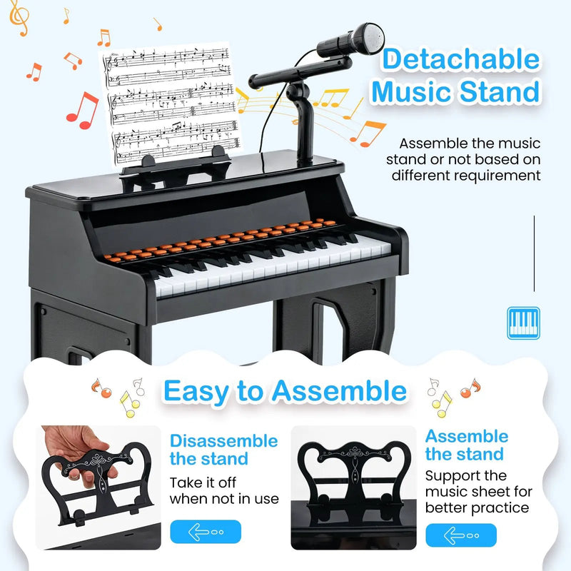 37 Keys Music Piano with Microphone Kids Piano Keyboard with Detachable Music Stand by DirectDeals