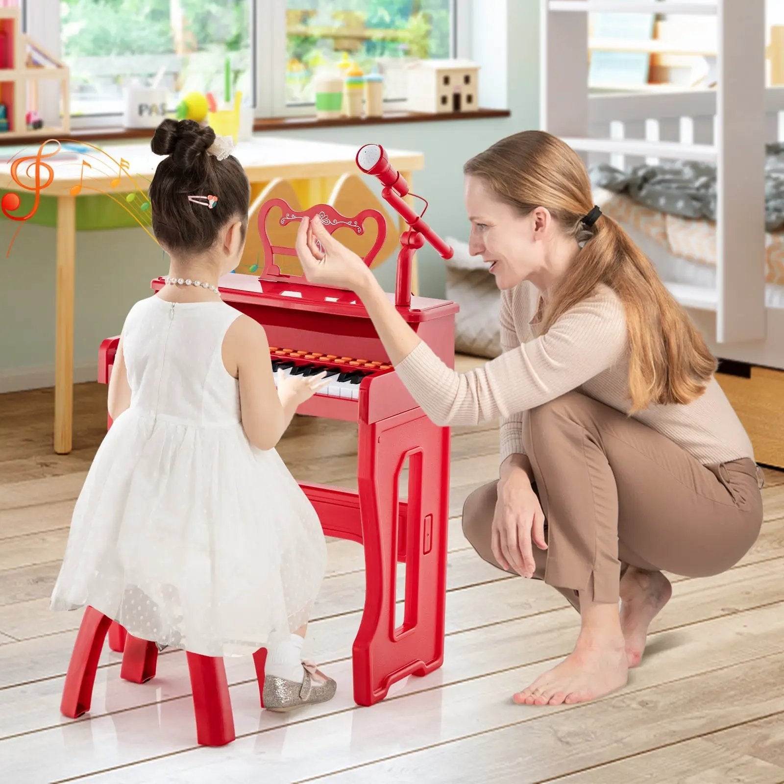 37 Keys Music Piano with Microphone Kids Piano Keyboard with Detachable Music Stand by DirectDeals