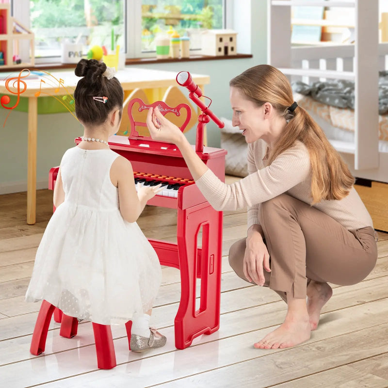 37 Keys Music Piano with Microphone Kids Piano Keyboard with Detachable Music Stand by DirectDeals