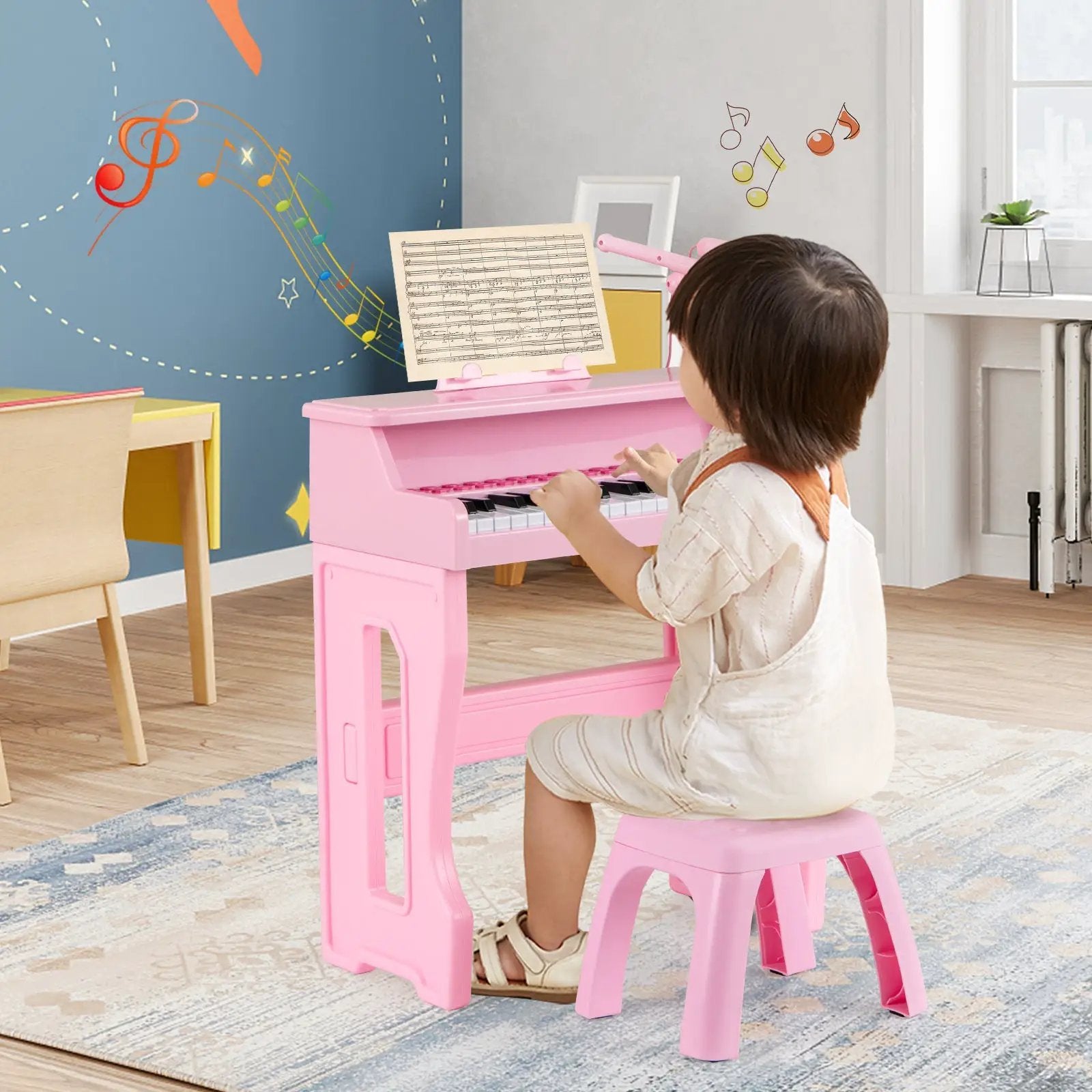 37 Keys Music Piano with Microphone Kids Piano Keyboard with Detachable Music Stand by DirectDeals