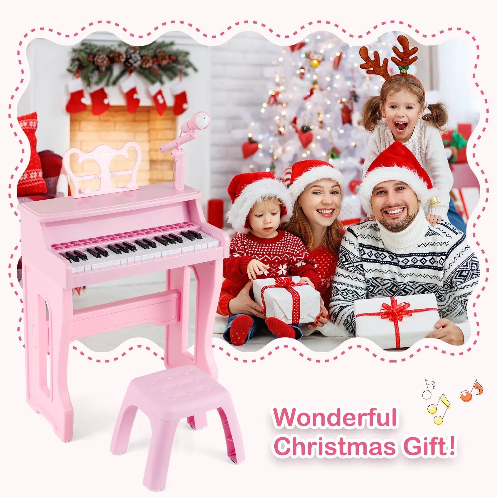 37 Keys Music Piano with Microphone Kids Piano Keyboard with Detachable Music Stand by DirectDeals