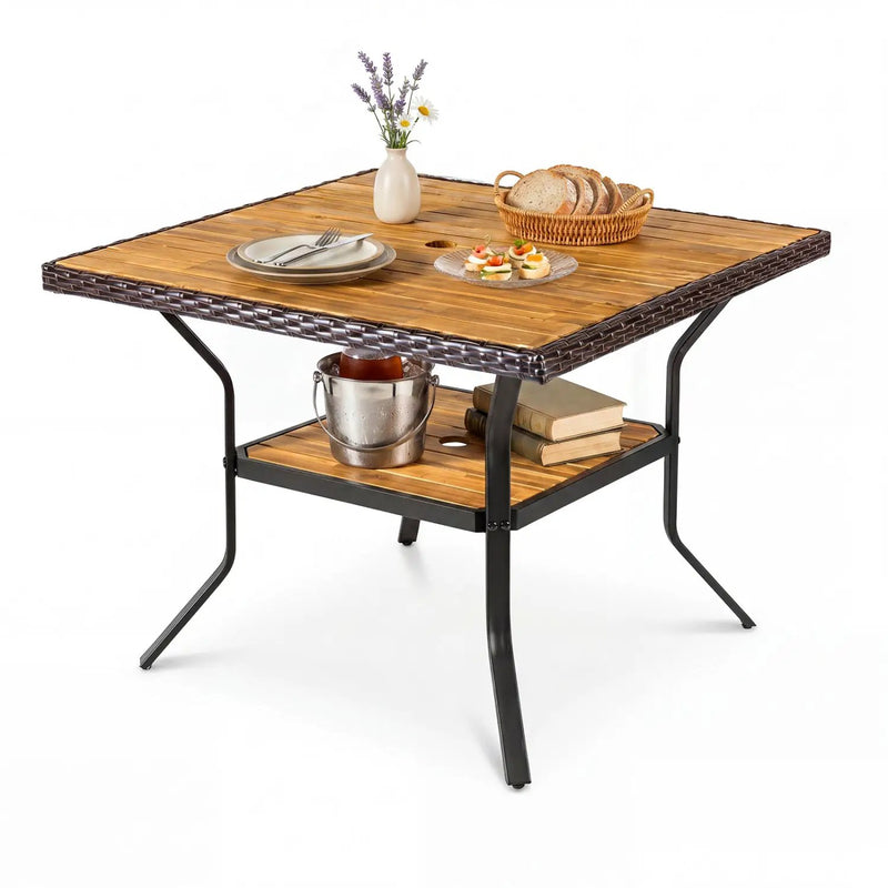 37" Square Outdoor Dining Table with Acacia Wood Top by DirectDeals