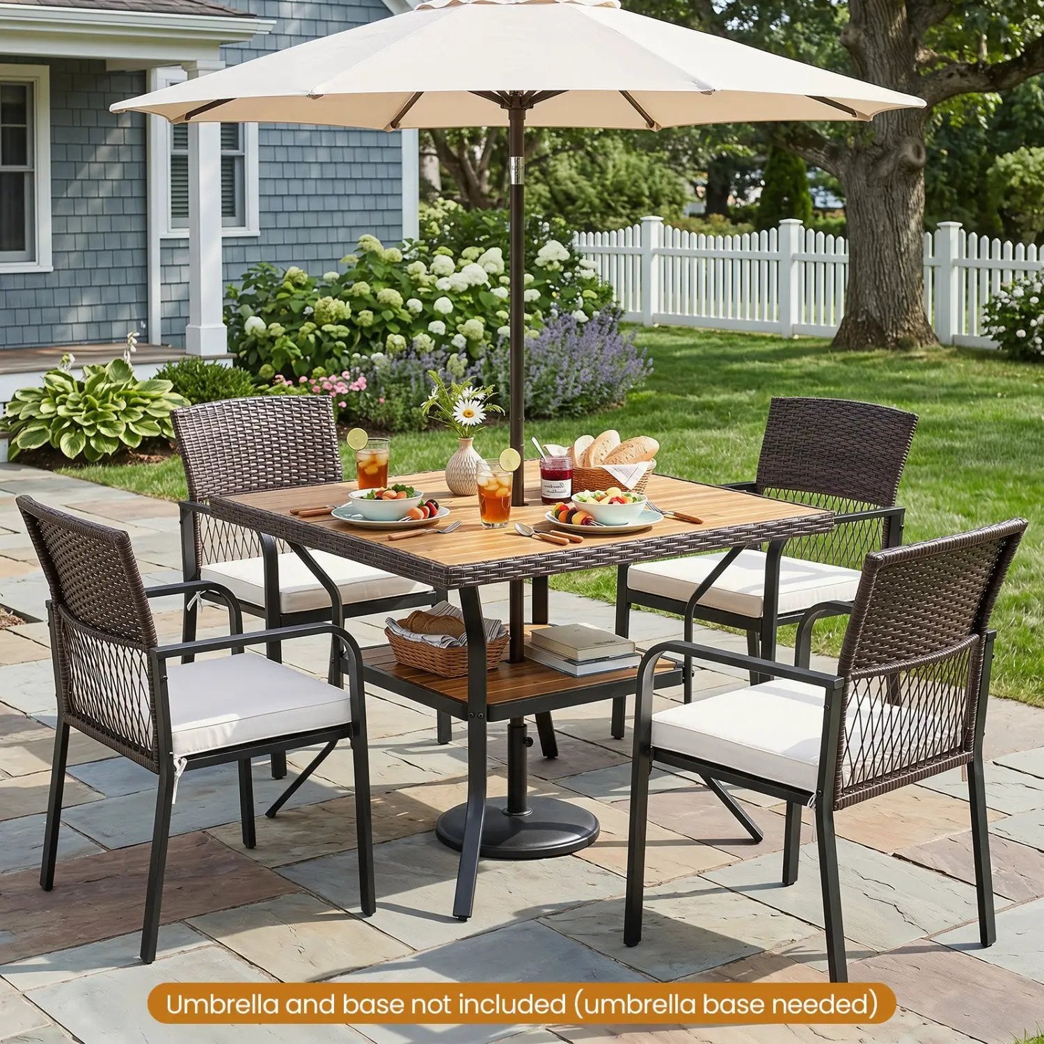37" Square Outdoor Dining Table with Acacia Wood Top by DirectDeals