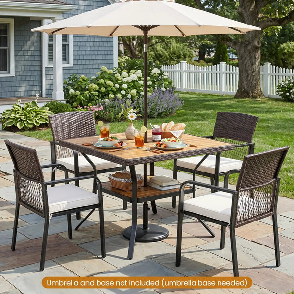 37" Square Outdoor Dining Table with Acacia Wood Top, photo 2 of 8
