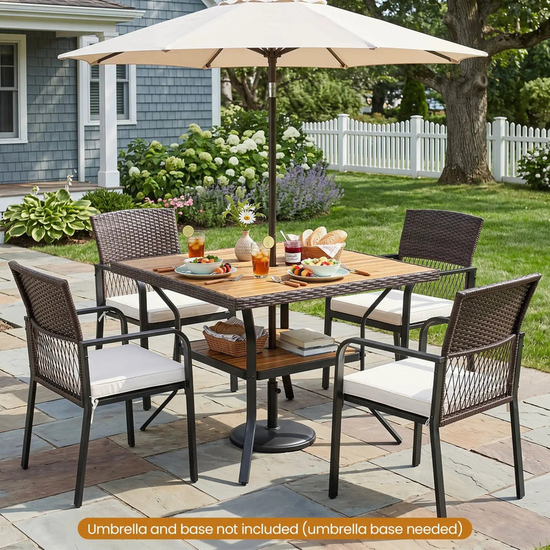 37" Square Outdoor Dining Table with Acacia Wood Top by DirectDeals