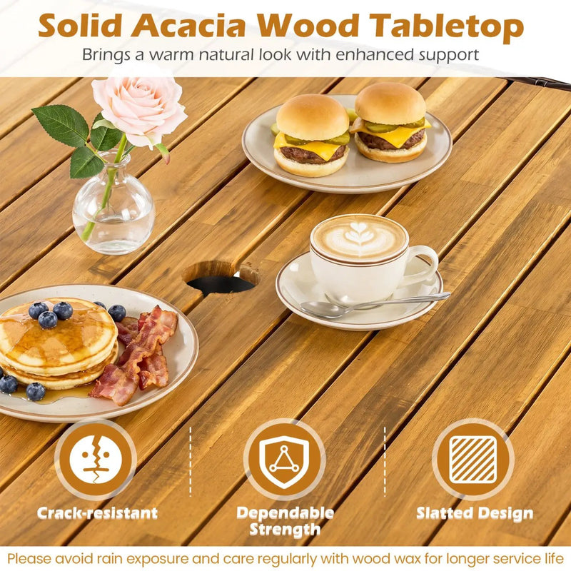 37" Square Outdoor Dining Table with Acacia Wood Top by DirectDeals