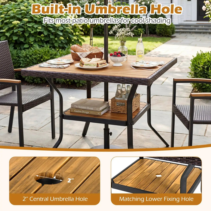 37" Square Outdoor Dining Table with Acacia Wood Top by DirectDeals