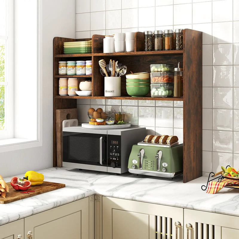 Desktop Bookshelf Countertop Storage Hutch with 6 Shelves by DirectDeals