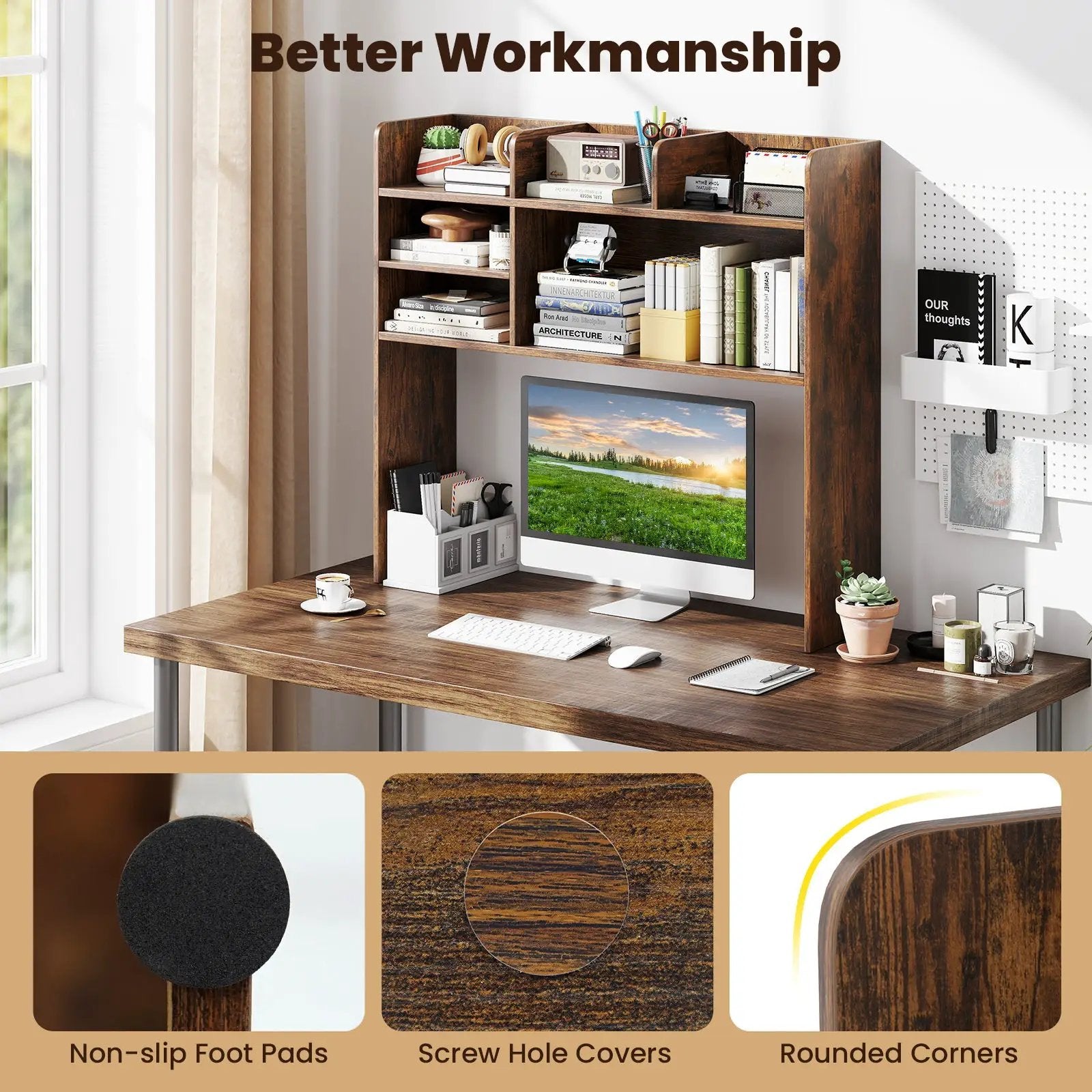 Desktop Bookshelf Countertop Storage Hutch with 6 Shelves by DirectDeals