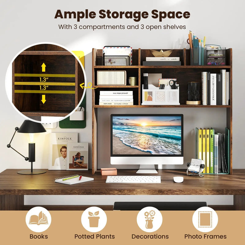 Desktop Bookshelf Countertop Storage Hutch with 6 Shelves by DirectDeals