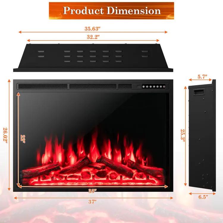 34/37 Inch Electric Fireplace Recessed with Adjustable Flames by DirectDeals
