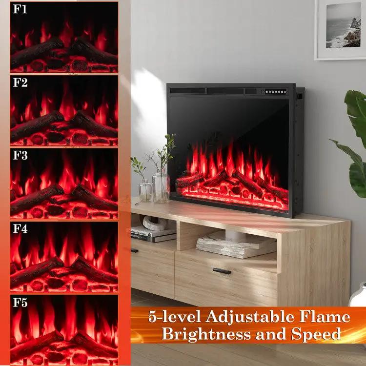 34/37 Inch Electric Fireplace Recessed with Adjustable Flames by DirectDeals
