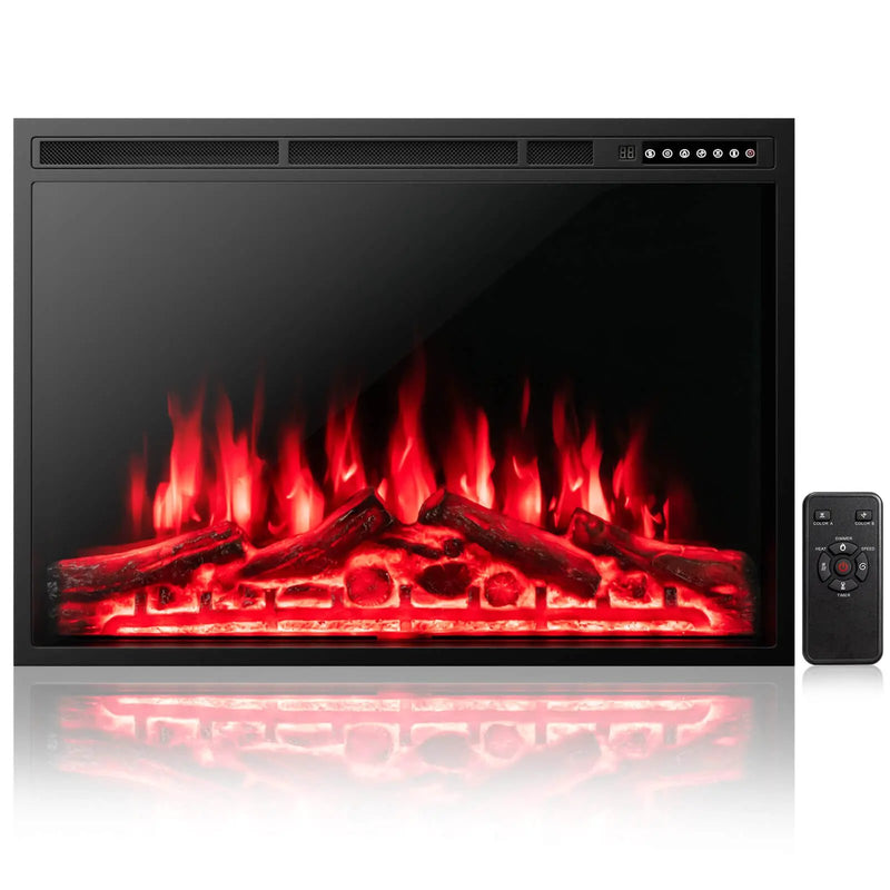 Electric Fireplace Recessed 34/37 Inch with Adjustable Flames by DirectDeals