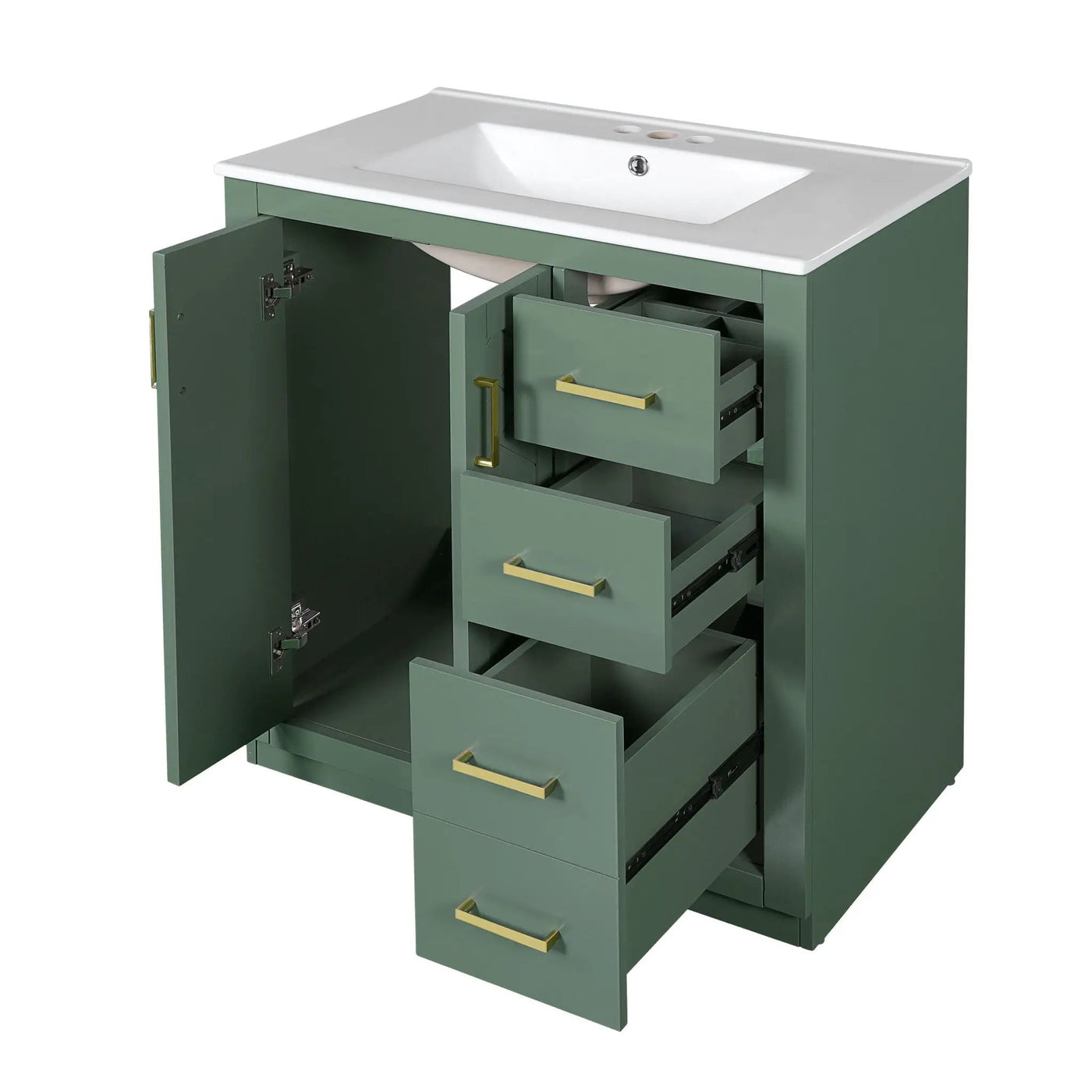 Bathroom Vanity With Sink, Storage Cabinet, Freestanding Set With 3 Drawers & Soft Closing Doors by HouseOfZazla