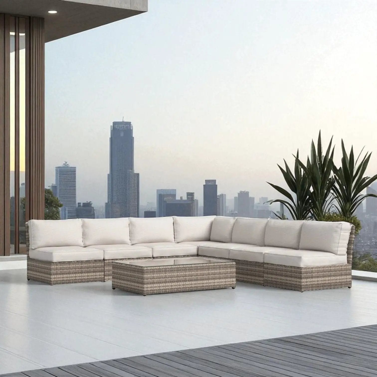 Comfortable Modern Patio Rattan Sectional Set With Cushions by HouseOfZazla