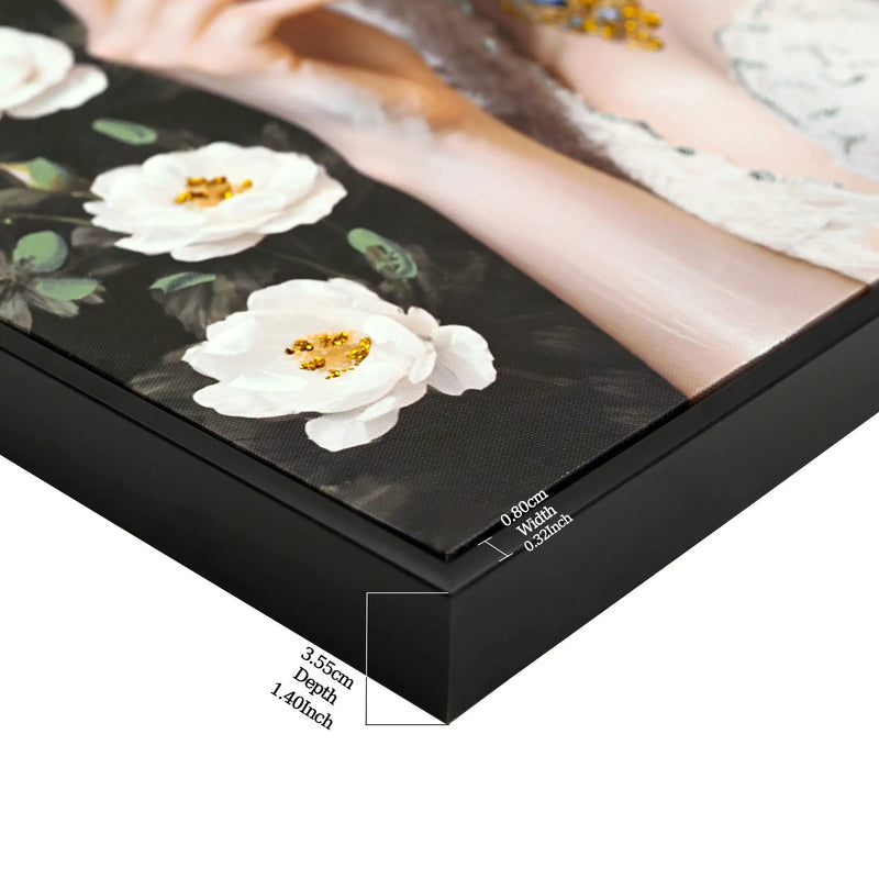 Beauty Posters Beauty Lady Wall Art And Floral Canvas Artwork For Living Room - Ivory / Gold by Unique Piece Furniture