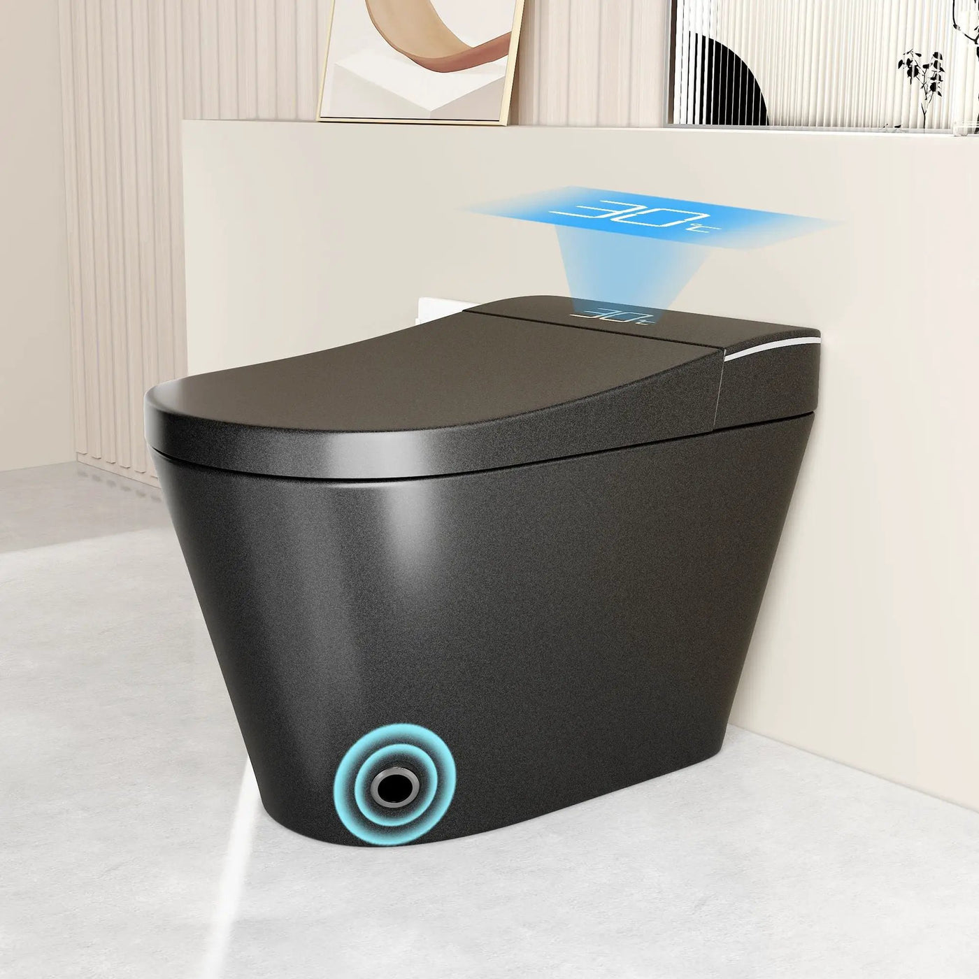 Smart Bidet Toilet With Auto Open / Close Seat, Warm Water Wash, Heated Seat, And Wireless Remote Control by HouseOfZazla