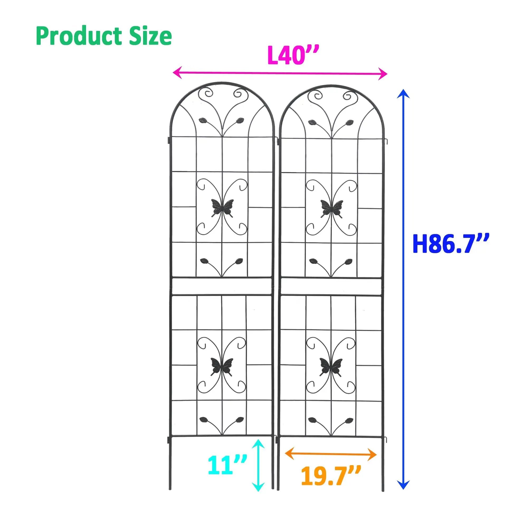 2 Pack Metal Garden Trellis 86.7" x 19.7" by HouseOfZazla