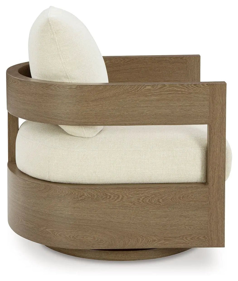 Serene Bay - Swivel Glider Chair With Cushion - Dark Brown / White by Unique Piece Furniture