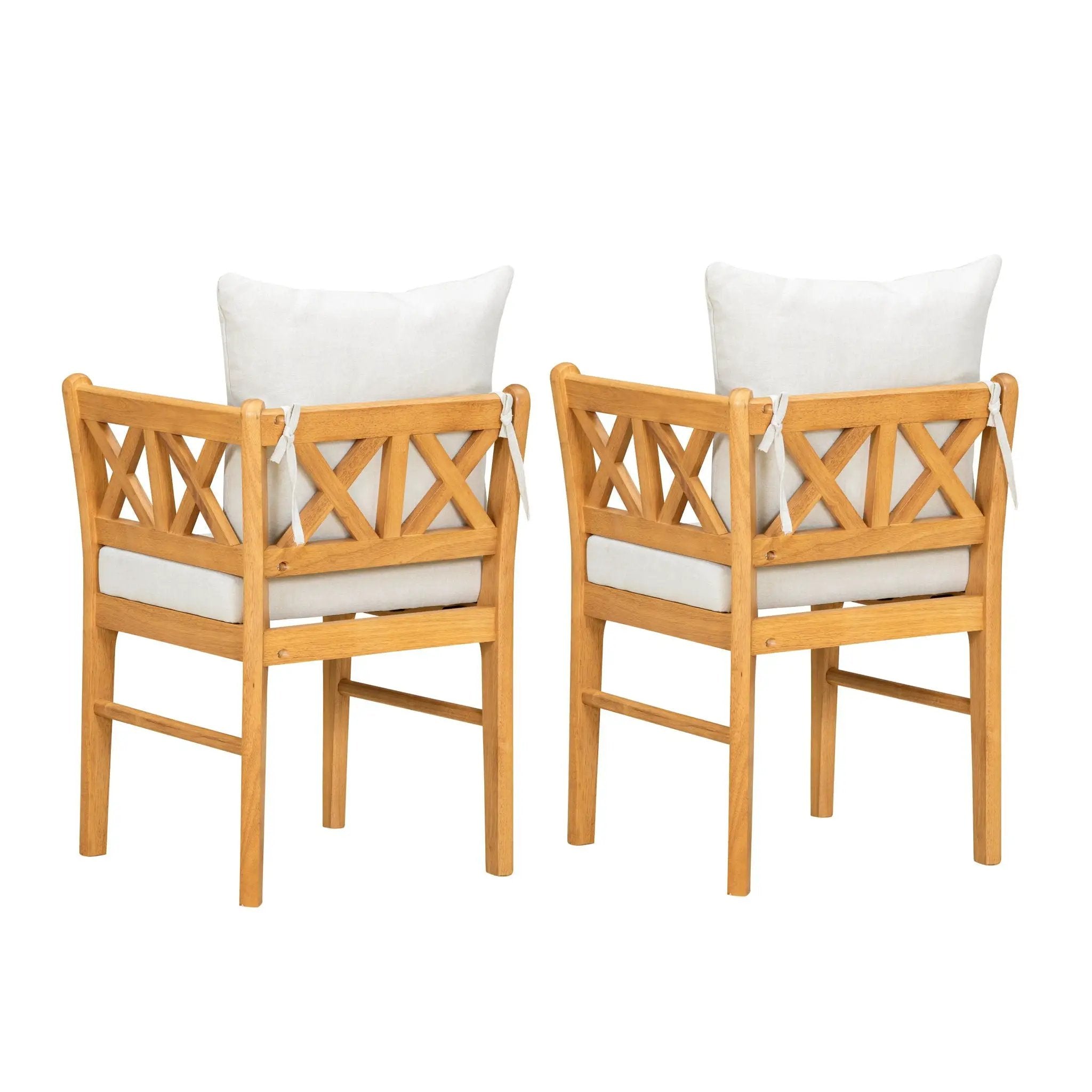 Farmhouse Modern Dining Corner Chairs (Set of 2) With Handwoven Rattan Backrests And Solid Wood Legs - Natural / White by Unique Piece Furniture