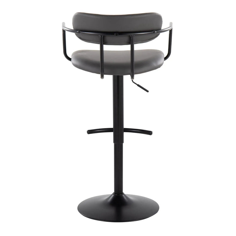 Demi - Contemporary Adjustable Height Barstool With Swivel With Rounded T Footrest (Set of 2) by HouseOfZazla