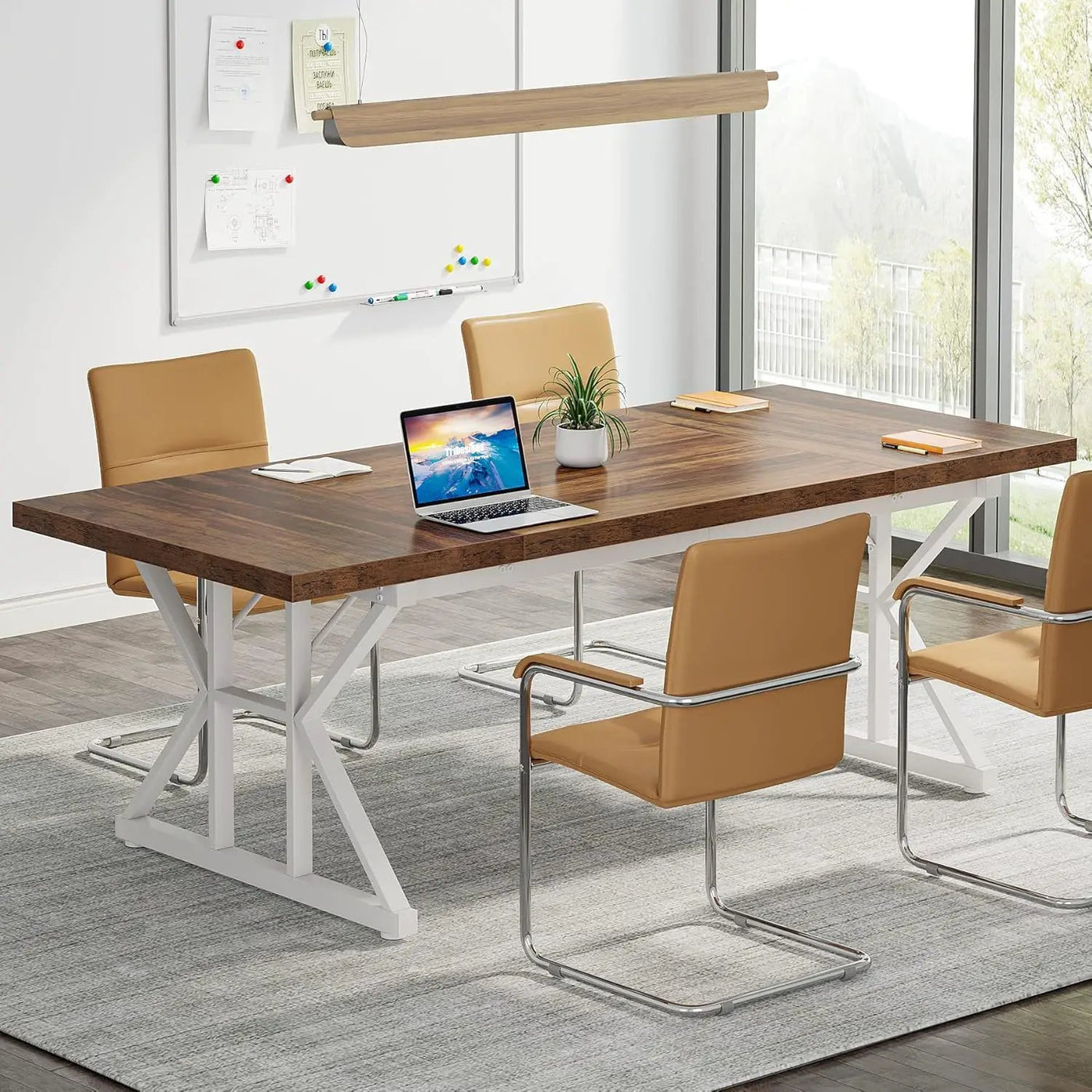 Rectangular Dining Table With X Trestle Metal Legs by HouseOfZazla