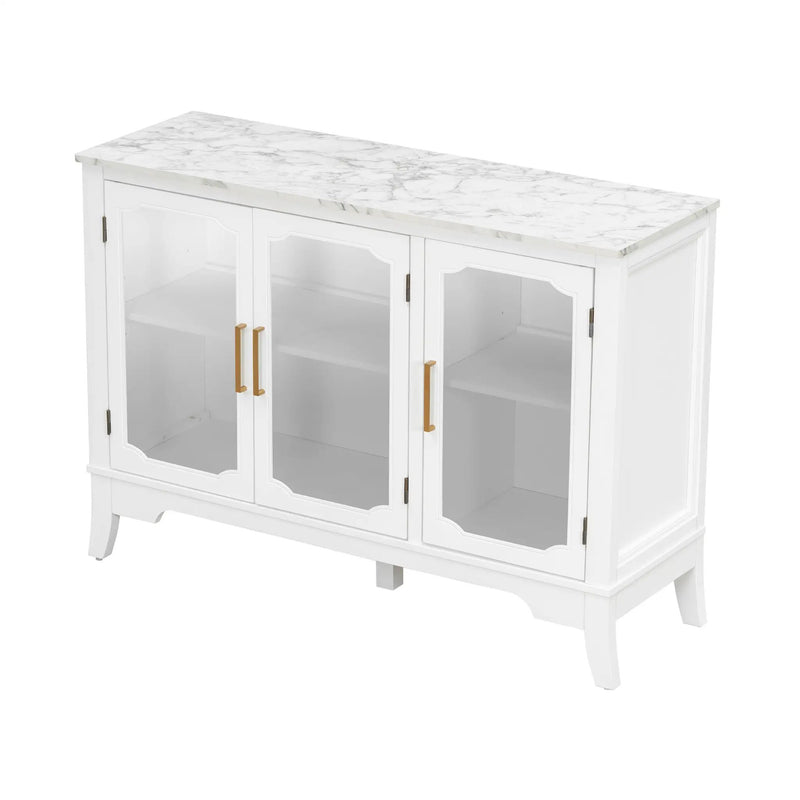 Storage Cabinet 3 Doors Stylish Style White by HouseOfZazla