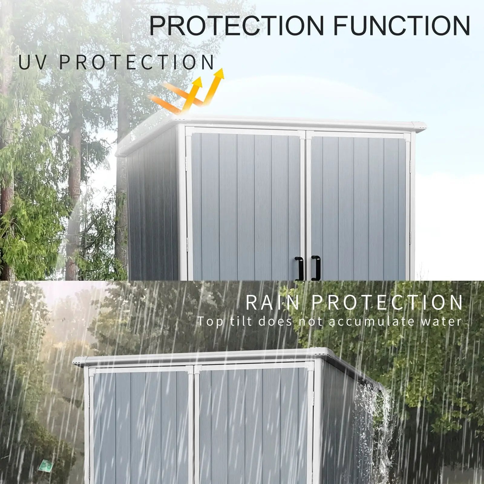 Outdoor Storage Shed Waterproof Resin Cabinet With Lockable Doors For Bikes And Patio Furniture - Gray by HouseOfZazla