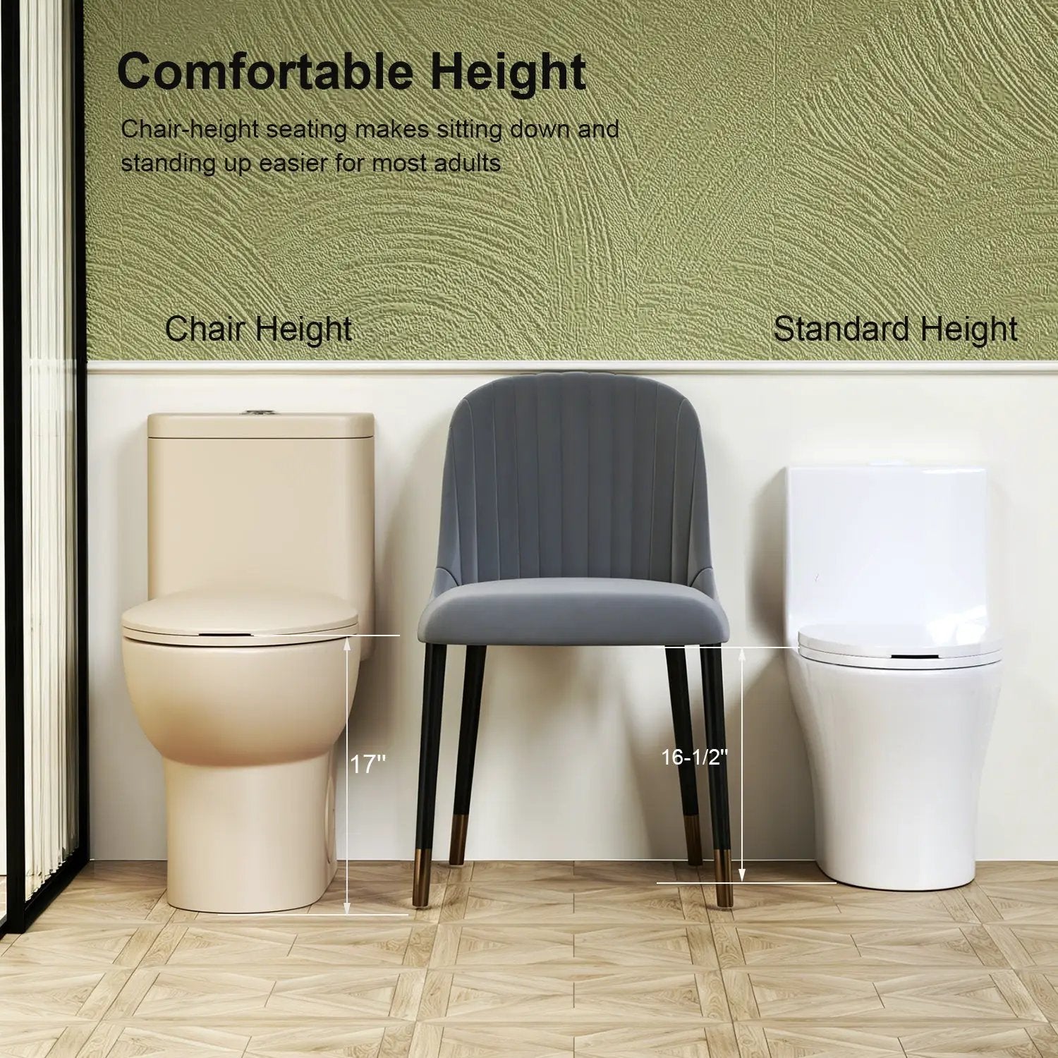 1.1/1.6 GPF Tornado Flush One-Piece Toilet with Comfort Chair Seat ADA Height 17" by HouseOfZazla