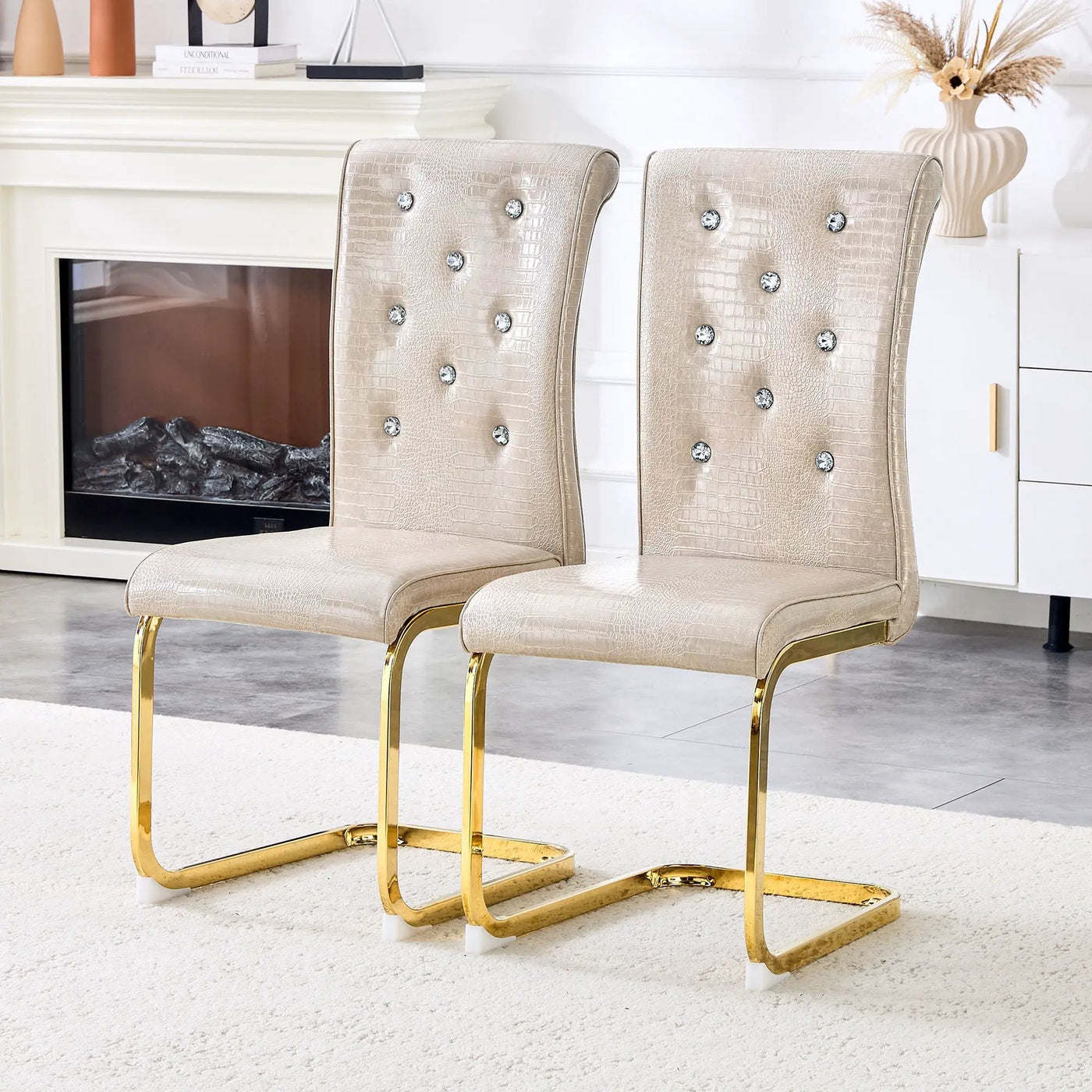 Elegant Design Alligator Skin Upholstered Dining Chairs by HouseOfZazla